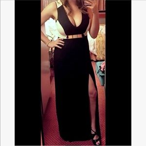 White and black maxi dress